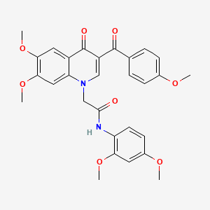 2-[6,7-dimethoxy-3-(4-methoxybenzoyl)-4-oxoquinolin-1-yl]-N-(2,4-dimethoxyphenyl)acetamide
