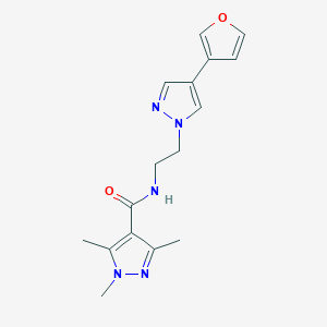 N-(2-(4-(furan-3-yl)-1H-pyrazol-1-yl)ethyl)-1,3,5-trimethyl-1H-pyrazole-4-carboxamide