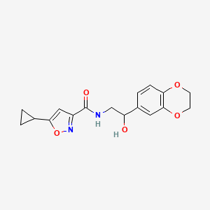 molecular formula C17H18N2O5 B2826806 5-cyclopropyl-N-(2-(2,3-dihydrobenzo[b][1,4]dioxin-6-yl)-2-hydroxyethyl)isoxazole-3-carboxamide CAS No. 2034352-25-3