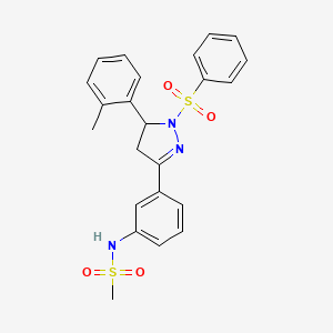 N-[3-[2-(benzenesulfonyl)-3-(2-methylphenyl)-3,4-dihydropyrazol-5-yl]phenyl]methanesulfonamide