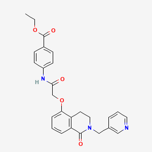 molecular formula C26H25N3O5 B2826864 ethyl 4-[2-({1-oxo-2-[(pyridin-3-yl)methyl]-1,2,3,4-tetrahydroisoquinolin-5-yl}oxy)acetamido]benzoate CAS No. 850908-87-1