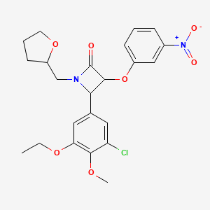 4-(3-Chloro-5-ethoxy-4-methoxyphenyl)-3-(3-nitrophenoxy)-1-(oxolan-2-ylmethyl)azetidin-2-one