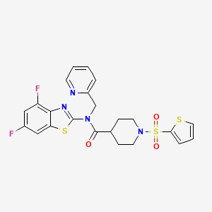molecular formula C23H20F2N4O3S3 B2826918 N-(4,6-difluoro-1,3-benzothiazol-2-yl)-N-[(pyridin-2-yl)methyl]-1-(thiophene-2-sulfonyl)piperidine-4-carboxamide CAS No. 922578-65-2