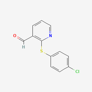 molecular formula C12H8ClNOS B2826936 2-[(4-Chlorophenyl)Sulfanyl]Nicotinaldehyde CAS No. 338982-28-8