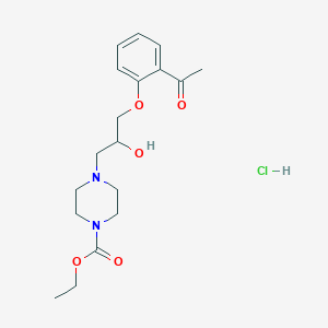 molecular formula C18H27ClN2O5 B2826967 Ethyl 4-[3-(2-acetylphenoxy)-2-hydroxypropyl]piperazine-1-carboxylate hydrochloride CAS No. 1052414-87-5