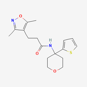 molecular formula C17H22N2O3S B2826981 3-(3,5-dimethylisoxazol-4-yl)-N-(4-(thiophen-2-yl)tetrahydro-2H-pyran-4-yl)propanamide CAS No. 2034326-29-7