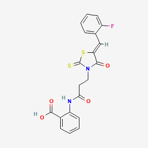 (Z)-2-(3-(5-(2-fluorobenzylidene)-4-oxo-2-thioxothiazolidin-3-yl)propanamido)benzoic acid