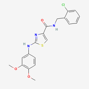 molecular formula C19H18ClN3O3S B2827011 N-(2-chlorobenzyl)-2-((3,4-dimethoxyphenyl)amino)thiazole-4-carboxamide CAS No. 955907-59-2