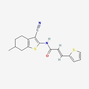 molecular formula C17H16N2OS2 B2827020 (E)-N-(3-cyano-6-methyl-4,5,6,7-tetrahydrobenzo[b]thiophen-2-yl)-3-(thiophen-2-yl)acrylamide CAS No. 549490-40-6