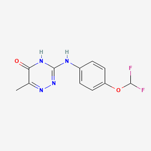 molecular formula C11H10F2N4O2 B2827027 3-((4-(difluoromethoxy)phenyl)amino)-6-methyl-1,2,4-triazin-5(4H)-one CAS No. 534598-28-2