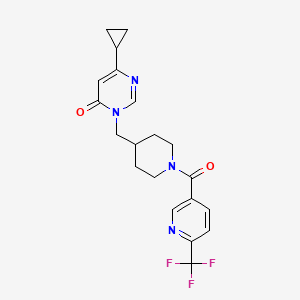 B2827042 6-Cyclopropyl-3-({1-[6-(trifluoromethyl)pyridine-3-carbonyl]piperidin-4-yl}methyl)-3,4-dihydropyrimidin-4-one CAS No. 2175978-97-7