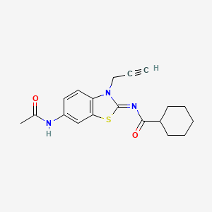 (Z)-N-(6-acetamido-3-(prop-2-yn-1-yl)benzo[d]thiazol-2(3H)-ylidene)cyclohexanecarboxamide