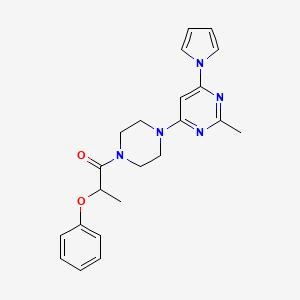 1-(4-(2-methyl-6-(1H-pyrrol-1-yl)pyrimidin-4-yl)piperazin-1-yl)-2-phenoxypropan-1-one