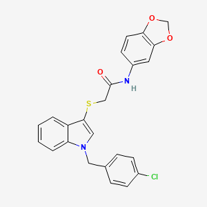 molecular formula C24H19ClN2O3S B2827101 N-(2H-1,3-benzodioxol-5-yl)-2-({1-[(4-chlorophenyl)methyl]-1H-indol-3-yl}sulfanyl)acetamide CAS No. 450349-63-0