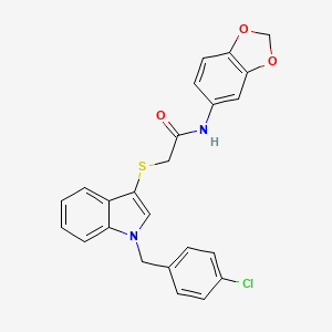 N-(1,3-benzodioxol-5-yl)-2-[1-[(4-chlorophenyl)methyl]indol-3-yl]sulfanylacetamide