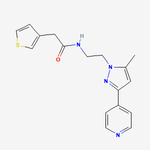 molecular formula C17H18N4OS B2827121 N-(2-(5-methyl-3-(pyridin-4-yl)-1H-pyrazol-1-yl)ethyl)-2-(thiophen-3-yl)acetamide CAS No. 2034622-54-1