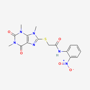 N-(2-nitrophenyl)-2-((1,3,9-trimethyl-2,6-dioxo-2,3,6,9-tetrahydro-1H-purin-8-yl)thio)acetamide