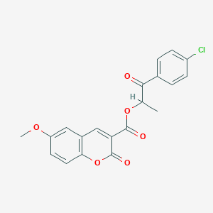 molecular formula C20H15ClO6 B2827170 1-(4-chlorophenyl)-1-oxopropan-2-yl 6-methoxy-2-oxo-2H-chromene-3-carboxylate CAS No. 853903-22-7