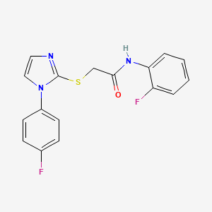 molecular formula C17H13F2N3OS B2827186 N-(2-fluorophenyl)-2-{[1-(4-fluorophenyl)-1H-imidazol-2-yl]sulfanyl}acetamide CAS No. 688336-73-4