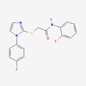 N-(2-fluorophenyl)-2-[1-(4-fluorophenyl)imidazol-2-yl]sulfanylacetamide