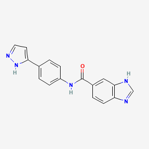 molecular formula C17H13N5O B2827217 N-(4-(1H-pyrazol-3-yl)phenyl)-1H-benzo[d]imidazole-5-carboxamide CAS No. 1206990-04-6