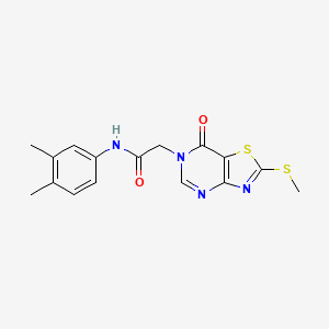 molecular formula C16H16N4O2S2 B2827222 N-(3,4-dimethylphenyl)-2-[2-(methylsulfanyl)-7-oxo-6H,7H-[1,3]thiazolo[4,5-d]pyrimidin-6-yl]acetamide CAS No. 1115279-20-3