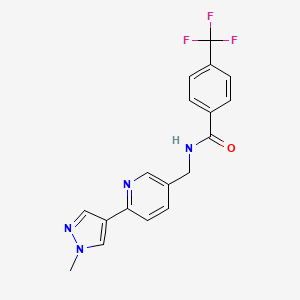 molecular formula C18H15F3N4O B2827280 N-((6-(1-methyl-1H-pyrazol-4-yl)pyridin-3-yl)methyl)-4-(trifluoromethyl)benzamide CAS No. 2034390-39-9