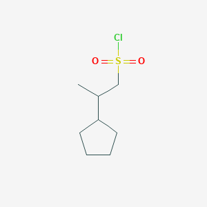 molecular formula C8H15ClO2S B2827291 2-Cyclopentylpropane-1-sulfonyl chloride CAS No. 1889994-23-3