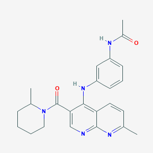 molecular formula C24H27N5O2 B2827321 N-(3-{[7-methyl-3-(2-methylpiperidine-1-carbonyl)-1,8-naphthyridin-4-yl]amino}phenyl)acetamide CAS No. 1251610-54-4