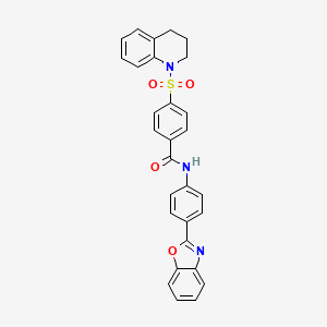 molecular formula C29H23N3O4S B2827332 N-[4-(1,3-benzoxazol-2-yl)phenyl]-4-(1,2,3,4-tetrahydroquinoline-1-sulfonyl)benzamide CAS No. 361173-29-7
