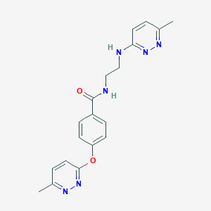 molecular formula C19H20N6O2 B2827355 N-(2-((6-methylpyridazin-3-yl)amino)ethyl)-4-((6-methylpyridazin-3-yl)oxy)benzamide CAS No. 1251686-04-0