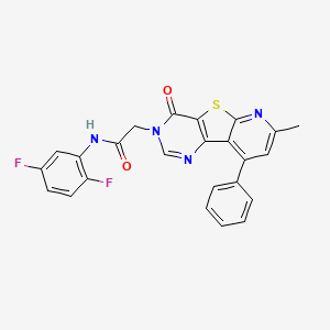 molecular formula C24H16F2N4O2S B2827362 N-(2,5-difluorophenyl)-2-(11-methyl-6-oxo-13-phenyl-8-thia-3,5,10-triazatricyclo[7.4.0.02,7]trideca-1(13),2(7),3,9,11-pentaen-5-yl)acetamide CAS No. 946324-18-1