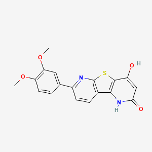 molecular formula C18H14N2O4S B2827366 11-(3,4-dimethoxyphenyl)-6-hydroxy-8-thia-3,10-diazatricyclo[7.4.0.02,7]trideca-1(9),2(7),5,10,12-pentaen-4-one CAS No. 340816-82-2