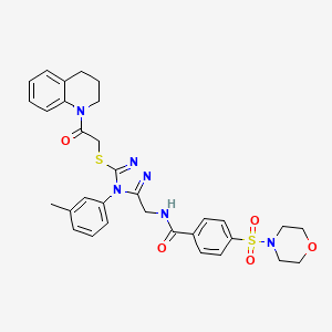 molecular formula C32H34N6O5S2 B2827388 N-((5-((2-(3,4-dihydroquinolin-1(2H)-yl)-2-oxoethyl)thio)-4-(m-tolyl)-4H-1,2,4-triazol-3-yl)methyl)-4-(morpholinosulfonyl)benzamide CAS No. 310427-49-7