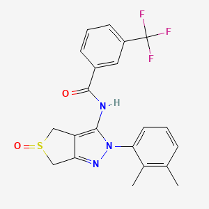 molecular formula C21H18F3N3O2S B2827422 N-[2-(2,3-dimethylphenyl)-5-oxo-2H,4H,6H-5lambda4-thieno[3,4-c]pyrazol-3-yl]-3-(trifluoromethyl)benzamide CAS No. 1020247-33-9