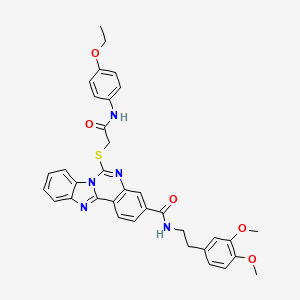 molecular formula C35H33N5O5S B2827453 N-(3,4-dimethoxyphenethyl)-6-((2-((4-ethoxyphenyl)amino)-2-oxoethyl)thio)benzo[4,5]imidazo[1,2-c]quinazoline-3-carboxamide CAS No. 443670-79-9