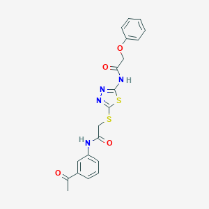 molecular formula C20H18N4O4S2 B282746 N-[5-({2-[(3-acetylphenyl)amino]-2-oxoethyl}sulfanyl)-1,3,4-thiadiazol-2-yl]-2-phenoxyacetamide 