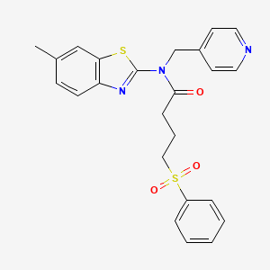 molecular formula C24H23N3O3S2 B2827482 4-(benzenesulfonyl)-N-(6-methyl-1,3-benzothiazol-2-yl)-N-[(pyridin-4-yl)methyl]butanamide CAS No. 923202-23-7
