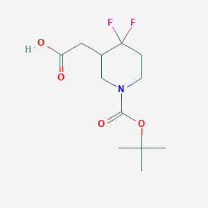 molecular formula C12H19F2NO4 B2827484 2-(1-(Tert-butoxycarbonyl)-4,4-difluoropiperidin-3-yl)acetic acid CAS No. 1334417-29-6