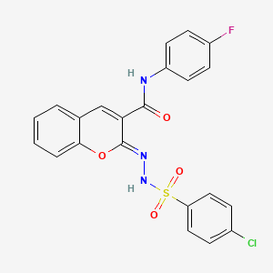 (2Z)-2-[(4-chlorophenyl)sulfonylhydrazinylidene]-N-(4-fluorophenyl)chromene-3-carboxamide