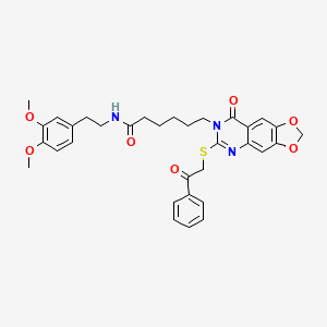 N-(3,4-dimethoxyphenethyl)-6-(8-oxo-6-((2-oxo-2-phenylethyl)thio)-[1,3]dioxolo[4,5-g]quinazolin-7(8H)-yl)hexanamide