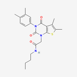 molecular formula C22H27N3O3S B2827532 N-butyl-2-(3-(3,4-dimethylphenyl)-5,6-dimethyl-2,4-dioxo-3,4-dihydrothieno[2,3-d]pyrimidin-1(2H)-yl)acetamide CAS No. 892269-10-2