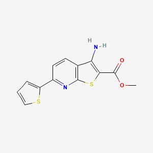 molecular formula C13H10N2O2S2 B2827544 Methyl 3-amino-6-(thiophen-2-yl)thieno[2,3-b]pyridine-2-carboxylate CAS No. 401937-08-4