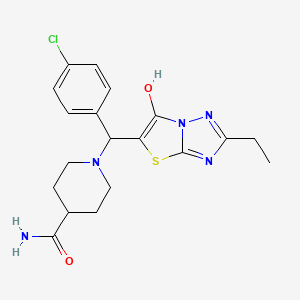 1-((4-Chlorophenyl)(2-ethyl-6-hydroxythiazolo[3,2-b][1,2,4]triazol-5-yl)methyl)piperidine-4-carboxamide