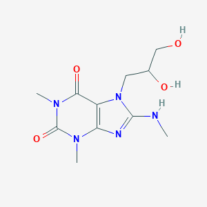 molecular formula C11H17N5O4 B028276 7-(2,3-Dihydroxypropyl)-8-methylaminotheophylline CAS No. 111038-26-7