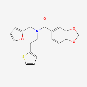 molecular formula C19H17NO4S B2827616 N-(furan-2-ylmethyl)-N-(2-(thiophen-2-yl)ethyl)benzo[d][1,3]dioxole-5-carboxamide CAS No. 1396793-19-3