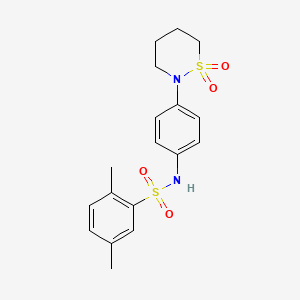 molecular formula C18H22N2O4S2 B2827643 N-[4-(1,1-dioxo-1lambda6,2-thiazinan-2-yl)phenyl]-2,5-dimethylbenzene-1-sulfonamide CAS No. 899976-38-6