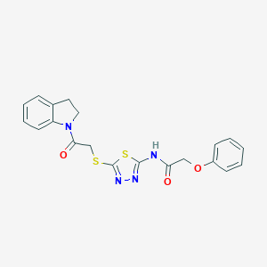 molecular formula C20H18N4O3S2 B282765 N-(5-{[2-(2,3-dihydro-1H-indol-1-yl)-2-oxoethyl]sulfanyl}-1,3,4-thiadiazol-2-yl)-2-phenoxyacetamide 