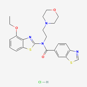 molecular formula C23H25ClN4O3S2 B2827672 N-(4-ethoxybenzo[d]thiazol-2-yl)-N-(2-morpholinoethyl)benzo[d]thiazole-6-carboxamide hydrochloride CAS No. 1216617-01-4