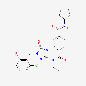 molecular formula C25H25ClFN5O3 B2827690 2-(2-chloro-6-fluorobenzyl)-N-cyclopentyl-1,5-dioxo-4-propyl-1,2,4,5-tetrahydro-[1,2,4]triazolo[4,3-a]quinazoline-8-carboxamide CAS No. 1105247-37-7